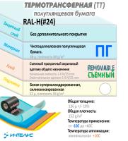Образец термотрансферная бумага (ПГ). Съемный клей. Арт. RAL-H (#24)