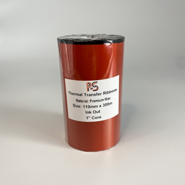 MP_4_Риббон PS Wax Premium 110мм х 300м (термотрансферная лента), черный, OUT, 1''