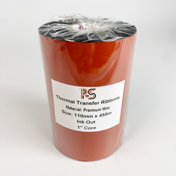 MP_5_Риббон PS Wax Premium 110мм х 450м, черный (термотрансферная лента). OUT, 1''
