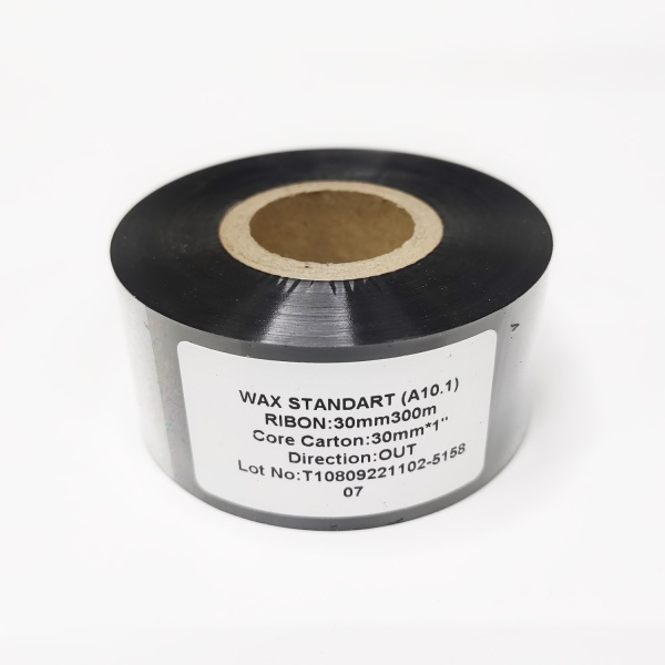 MP_2_Черная термотрансферная лента (риббон) A10.1 Wax Standard 30мм х 300м, втулка 1'', намотка OUT