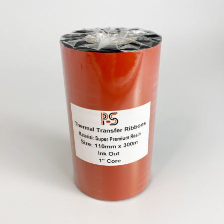 MP_5_Риббон PS Resin Premium 110мм х 300м, черный (термотрансферная лента). OUT, 1''