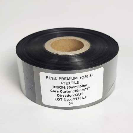 MP_2_Черный риббон C20.3 Resin Premium + Textile 30мм, 450м, 1'', ширина втулки 30мм, OUT