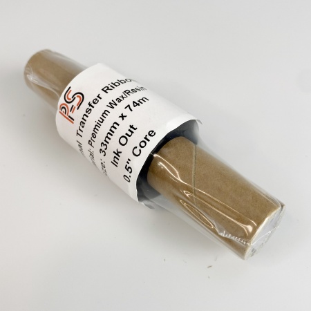 MP_3_Черный риббон PS Wax/Resin Premium 33мм х 74м (термотрансферная лента), OUT, 0.5'', ширина втулки 110мм