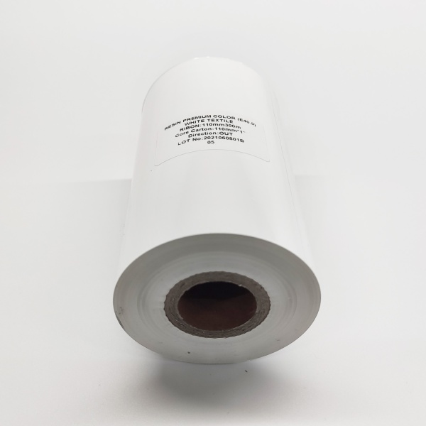 MP_3_Белая термотрансферная лента (риббон) E40.9 Resin Premium Color White Textile 110мм х 300м - 1'', намотка OUT
