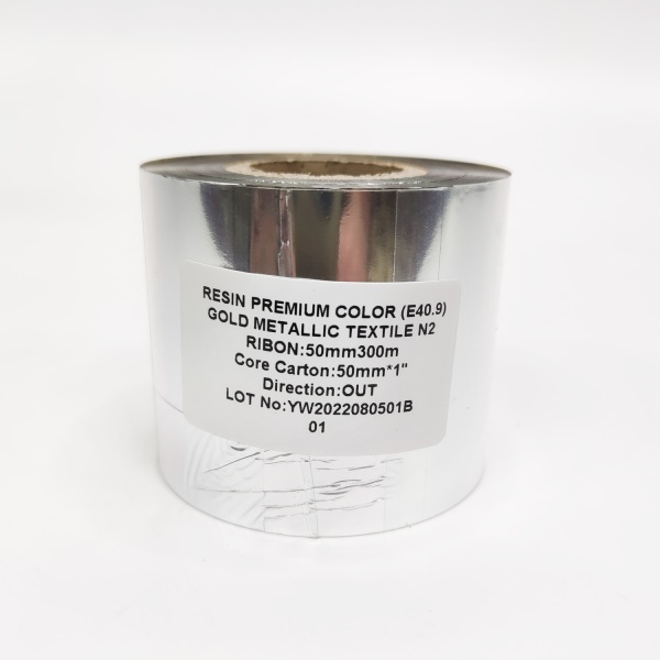 MP_5_Золотой риббон E40.9 Resin Premium Color Gold Metallic Textile 50мм х 300м, втулка 1'', OUT