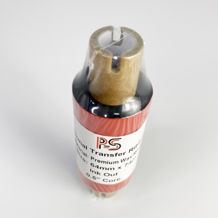 MP_2_Черный риббон PS Wax/Resin Premium 64мм х 74м (термотрансферная лента), OUT, 0.5'', ширина втулки 110мм