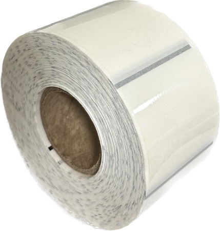 MP_4_Самоклеящиеся этикетки 50х25мм ПП (полипропилен прозрачный, с черной меткой). 1000 этикеток в ролике, втулка 40 мм