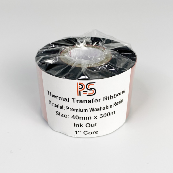 MP_5_Черный риббон PS Resin Premium Washable 40мм х 300м (термотрансферная лента), OUT, 1''
