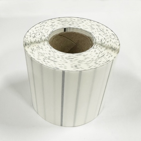 MP_2_Прозрачные термотрансферные этикетки 80х45 мм ПП (полипропилен). 1000 этикеток в ролике, втулка 40 мм, черная метка