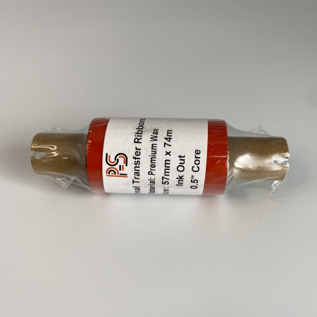 MP_2_Риббон PS Wax Premium 57мм х 74м (термотрансферная лента), черный, OUT, 0,5'', ширина втулки 110 мм