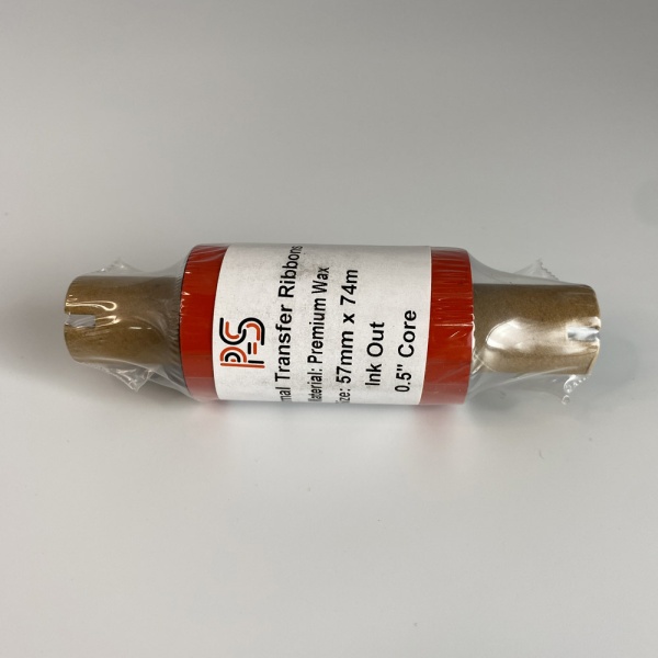 MP_2_Риббон PS Wax Premium 57мм х 74м (термотрансферная лента), черный, OUT, 0,5'', ширина втулки 110 мм