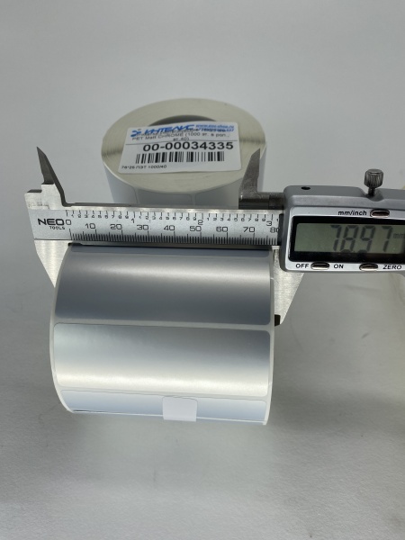 MP_4_Этикетки синтетические 76х25 мм PET Matt CHROME. 1000 этикеток в ролике. Втулка 40