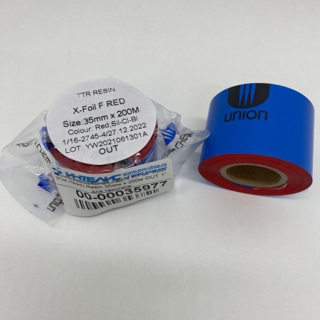 MP_5_Красная термотрансферная лента X-Foil RED (Flat Head) Resin 35мм х 200м OUT 1'' для текстиля