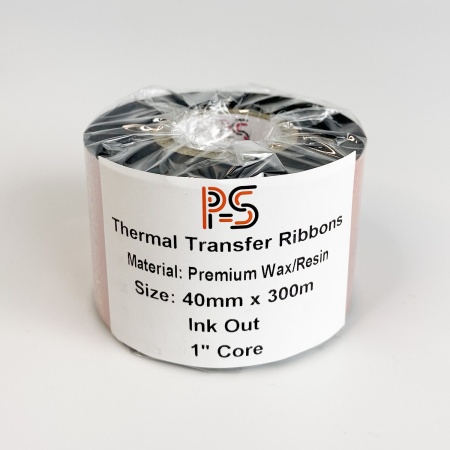 MP_5_Риббон PS Wax/Resin Premium 40мм х 300м, черный (термотрансферная лента), OUT, 1''