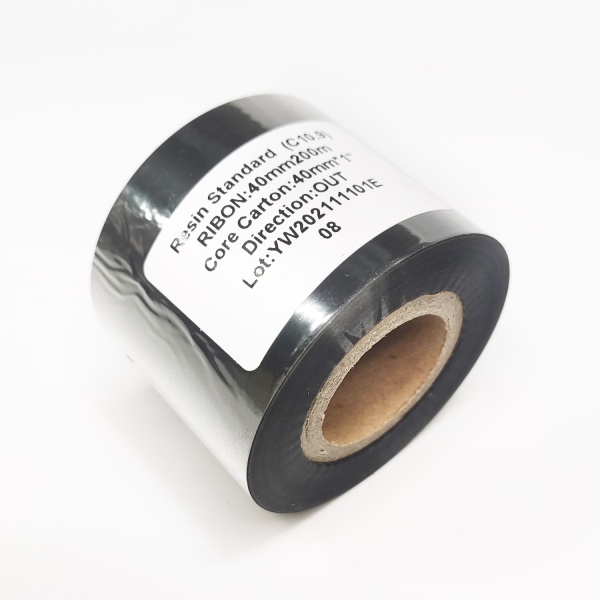 MP_4_Черная термотрансферная лента (риббон) C10.9 Resin Standard 40мм х 200м. Втулка 1''. Ширина втулки 40мм. Намотка OUT