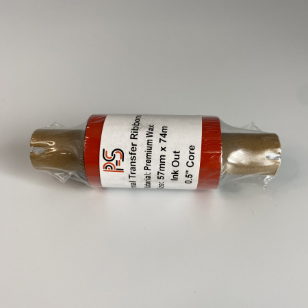 MP_2_Риббон PS Wax Premium 57мм х 74м (термотрансферная лента), черный, OUT, 0,5'', ширина втулки 110 мм