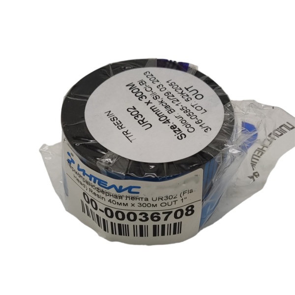 MP_1_Черная термотрансферная лента UR302 (Flat Head) Resin 40мм х 300м OUT 1''
