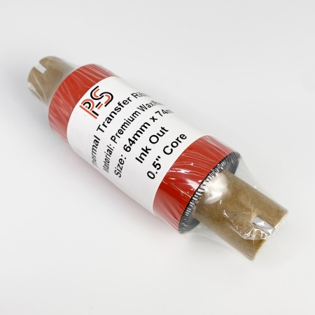 MP_3_Черный риббон PS Wax/Resin Premium 64мм х 74м (термотрансферная лента), OUT, 0.5'', ширина втулки 110мм