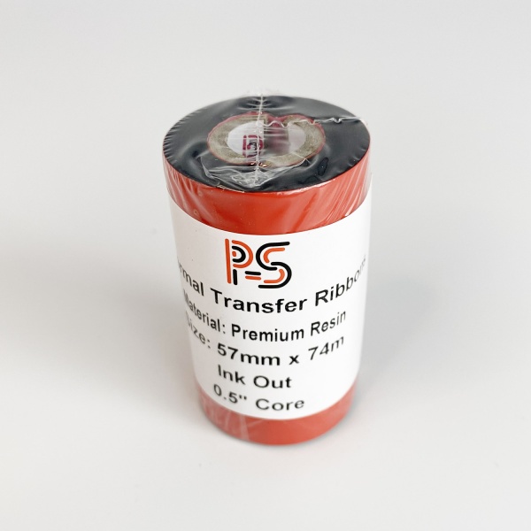 MP_2_Риббон PS Resin Premium 57мм х 74м, черный (термотрансферная лента). OUT, 0.5'', ширина втулки 57мм