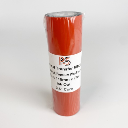 MP_6_Риббон PS Wax/Resin Premium 110мм х 74м, черный (термотрансферная лента), OUT, 0,5''