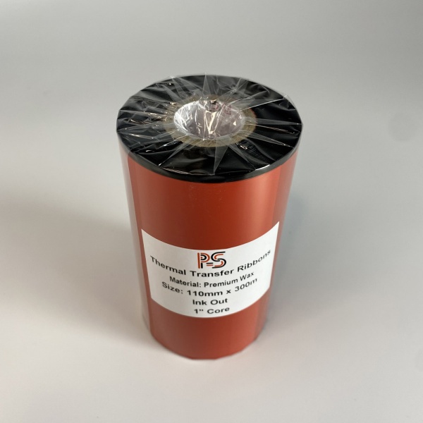 MP_2_Риббон PS Wax Premium 110мм х 300м (термотрансферная лента), черный, OUT, 1''