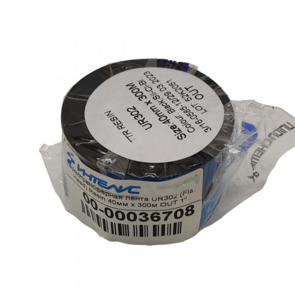 MP_1_Черная термотрансферная лента UR302 (Flat Head) Resin 40мм х 300м OUT 1''
