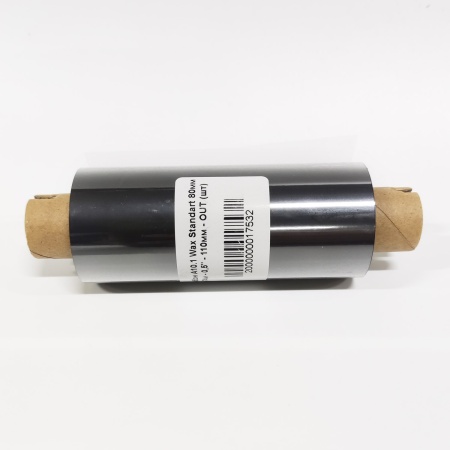 MP_3_Термотрансферная лента (риббон) A10.1 Wax Standart 80мм х 74м, OUT, 0,5'', ширина втулки 110мм