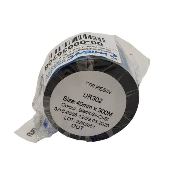 MP_3_Черная термотрансферная лента UR302 (Flat Head) Resin 40мм х 300м OUT 1''