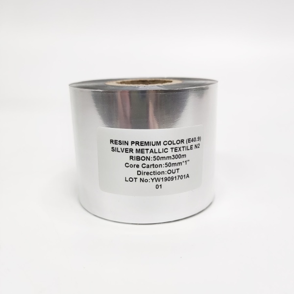 MP_2_Серебряный риббон E40.9 Resin Premium Color Silver Metallic Textile 50мм х 200м, втулка 1'', OUT