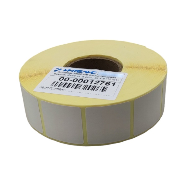 MP_2_Самоклеящиеся термотрансферные этикетки 30х30 ПГ (полуглянцевые). 2000 этикеток в ролике, втулка 40 мм