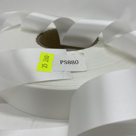MP_5_Лента сатинового плетения двухсторонняя белая PS880 35мм х 200м