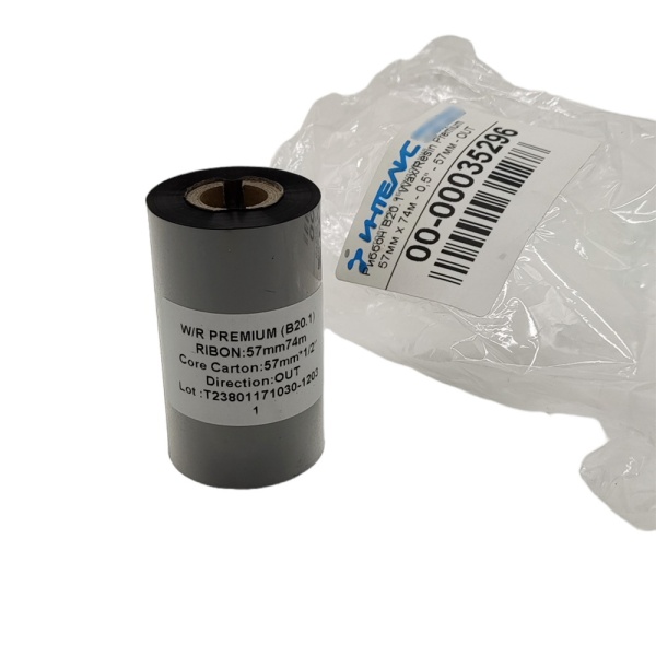 MP_4_Черная термотрансферная лента (риббон) B20.1 Wax/Resin Premium 57мм х 74м - 0,5''