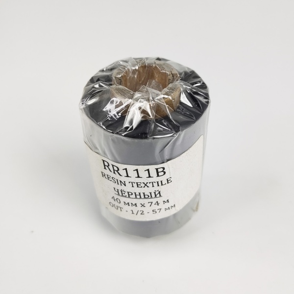 MP_3_Черная термотрансферная лента RR111B Resin, 40мм х 74м, 0.5'', ширина втулки 57мм, OUT