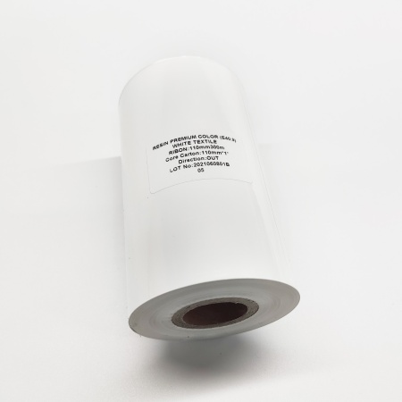 MP_2_Белая термотрансферная лента (риббон) E40.9 Resin Premium Color White Textile 110мм х 300м - 1'', намотка OUT