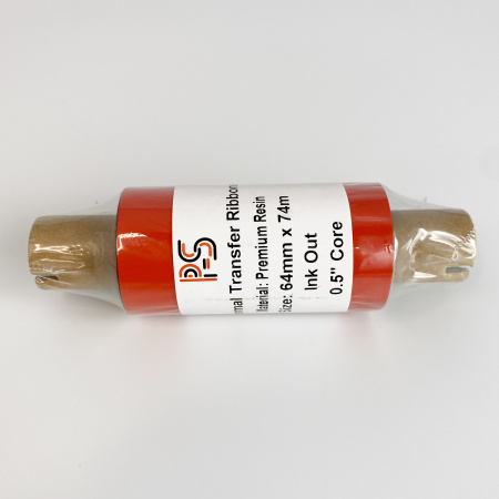 MP_3_Риббон PS Resin Premium 64мм х 74м, черный (Термотрансферная лента). OUT, 0.5'', ширина втулки 110мм