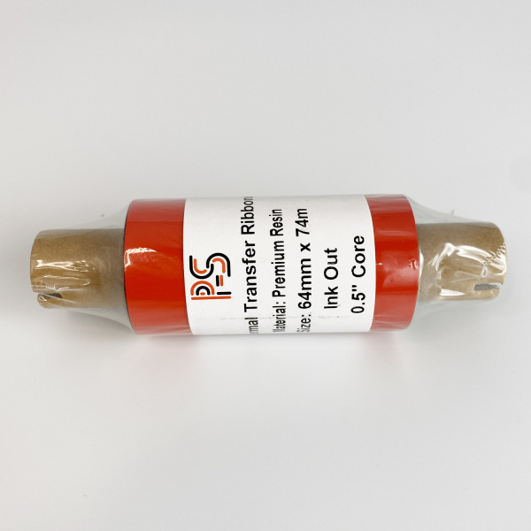 MP_3_Риббон PS Resin Premium 64мм х 74м, черный (Термотрансферная лента). OUT, 0.5'', ширина втулки 110мм