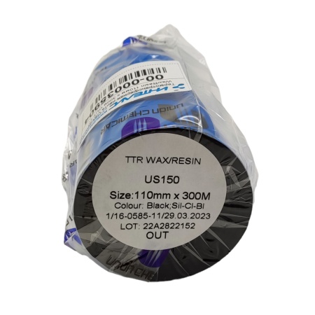 MP_2_Черная термотрансферная лента US150 Wax/Resin 110мм х 300м OUT 1''