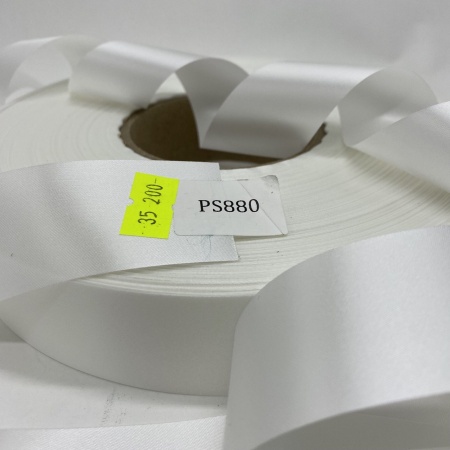 MP_5_Лента сатинового плетения двухсторонняя белая PS880 35мм х 200м