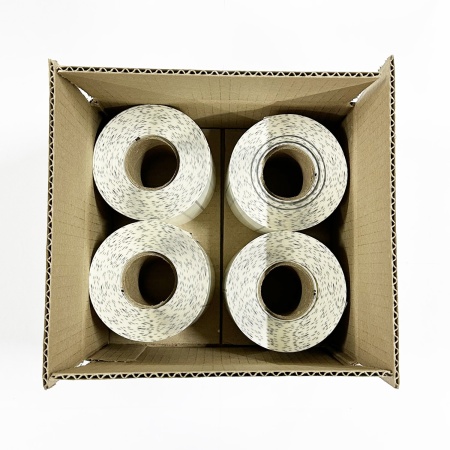 MP_3_Прозрачные термотрансферные этикетки 80х45 мм ПП (полипропилен). 1000 этикеток в ролике, втулка 40 мм, черная метка. В коробке 4 ролика