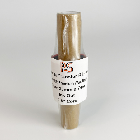 MP_5_Черный риббон PS Wax/Resin Premium 33мм х 74м (термотрансферная лента), OUT, 0.5'', ширина втулки 110мм
