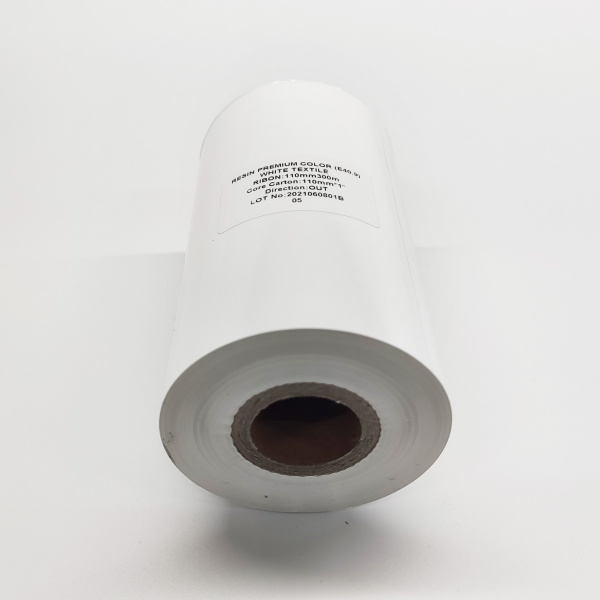 MP_3_Белая термотрансферная лента (риббон) E40.9 Resin Premium Color White Textile 110мм х 300м - 1'', намотка OUT