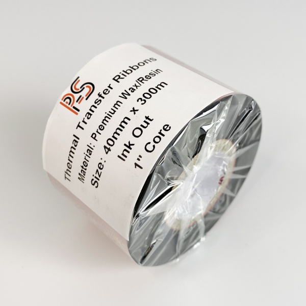 MP_4_Риббон PS Wax/Resin Premium 40мм х 300м, черный (термотрансферная лента), OUT, 1''