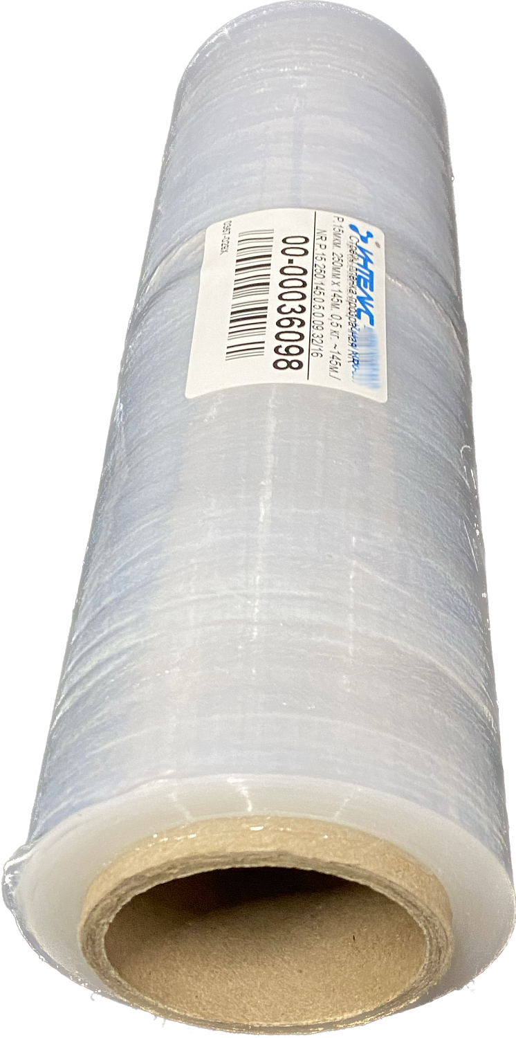 MP_4_Упаковочная стрейч пленка прозрачная, 250 мм, 15 мкм, 0.59 кг, ~145 м, первичное сырье