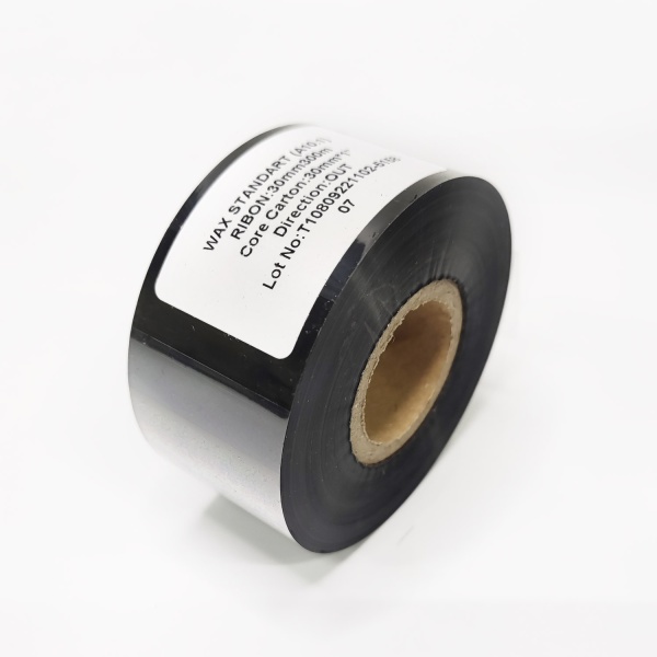 MP_3_Черная термотрансферная лента (риббон) A10.1 Wax Standard 30мм х 300м, втулка 1'', намотка OUT