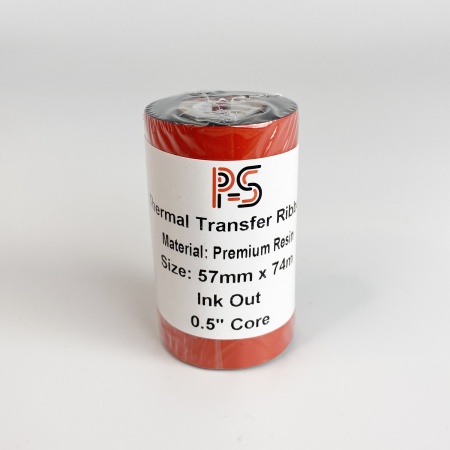 MP_5_Риббон PS Resin Premium 57мм х 74м, черный (термотрансферная лента). OUT, 0.5'', ширина втулки 57мм