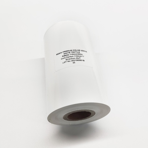 MP_2_Белая термотрансферная лента (риббон) E40.9 Resin Premium Color White Textile 110мм х 300м - 1'', намотка OUT