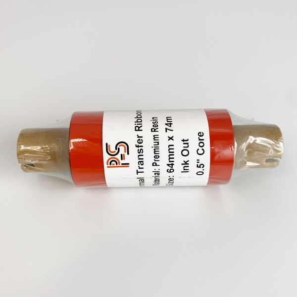 MP_3_Риббон PS Resin Premium 64мм х 74м, черный (Термотрансферная лента). OUT, 0.5'', ширина втулки 110мм