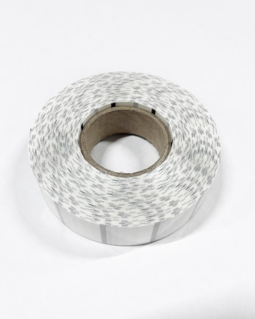 MP_3_Прозрачные термотрансферные этикетки 20х20 мм ПП (полипропилен), квадрат. 2000 этикеток в ролике, втулка 40 мм, черная метка