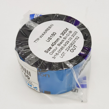 MP_3_Черная термотрансферная лента US150 Wax/Resin 40мм х 300м OUT 1''