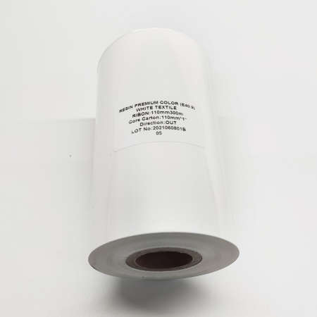 MP_4_Белая термотрансферная лента (риббон) E40.9 Resin Premium Color White Textile 110мм х 300м - 1'', намотка OUT